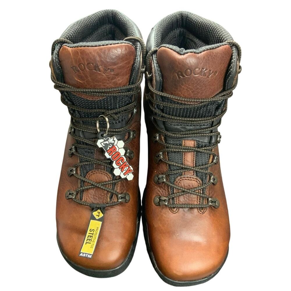 Rocky Mobilite Work Boots Mens 14W Steel Toe Brown Leather ASTM F2413 Safety